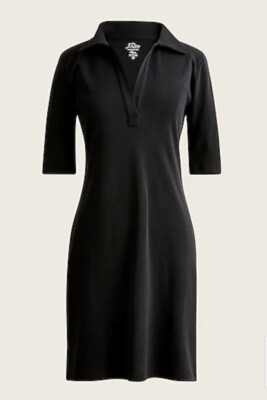 NWT J.Crew Perfect Fit V-Neck Polo Dress ~ Sz XXS ~ Black ~ short