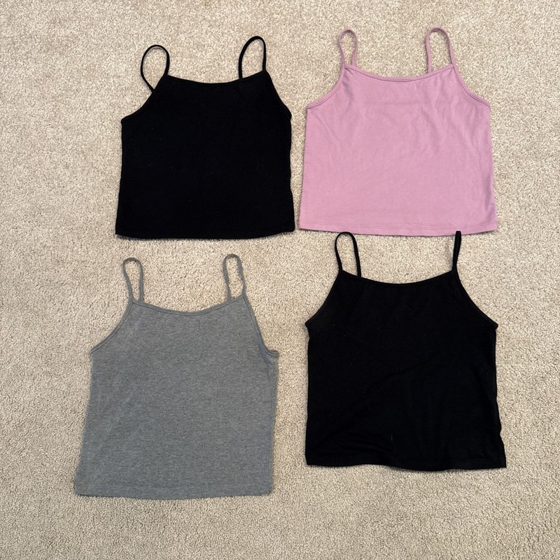 Womens Wild Fable Strappy Tank Top Size M Medium Lot Of 4 Pink  Gray Black