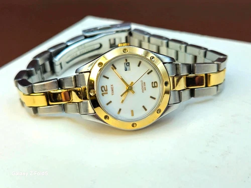 Vintage Timex Indiglo Ladies Watch Two Tone Stainless Steel Quartz Bracelet
