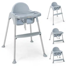 4-in-1 Convertible Baby High Chair Feeding w/ Removable Double Tray& Footrest