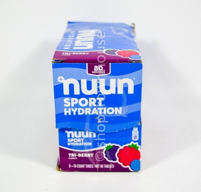 Nuun Sport Hydration Tri-Berry Drink 8 tubes of 10 Tablets total of 80