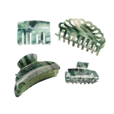 Large Vintage Green Rectangle Jaw Clips - Strong Hold Hair Accessories for Wo...