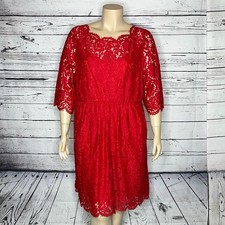 Lane Bryant NWT Size 20 Red Lace Overlay - Silver Exposed Zipper Dress