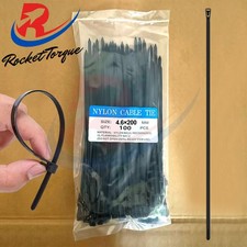 100 Pcs 8" inch Heavy Duty Releasable 40 Lbs Nylon Cable Zip Ties Black Wire