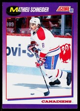 Mathieu Schneider, 1991-92 Score American, #105, Montreal Canadiens,