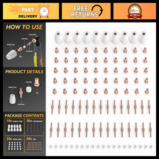 110Pcs Plasma Cutter Torch Consumables Kit - Electrode Nozzles Cups for CUT40 CU