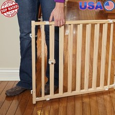Extra-Wide Wooden Pet Gate 24" Tall Expands 50"-94" Wall Mounts Screw Secure New