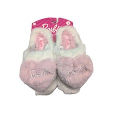 Barbie Mattel Plush Slippers Size Small 5 To 6 Memory Foam Indoor Outdoor Sole