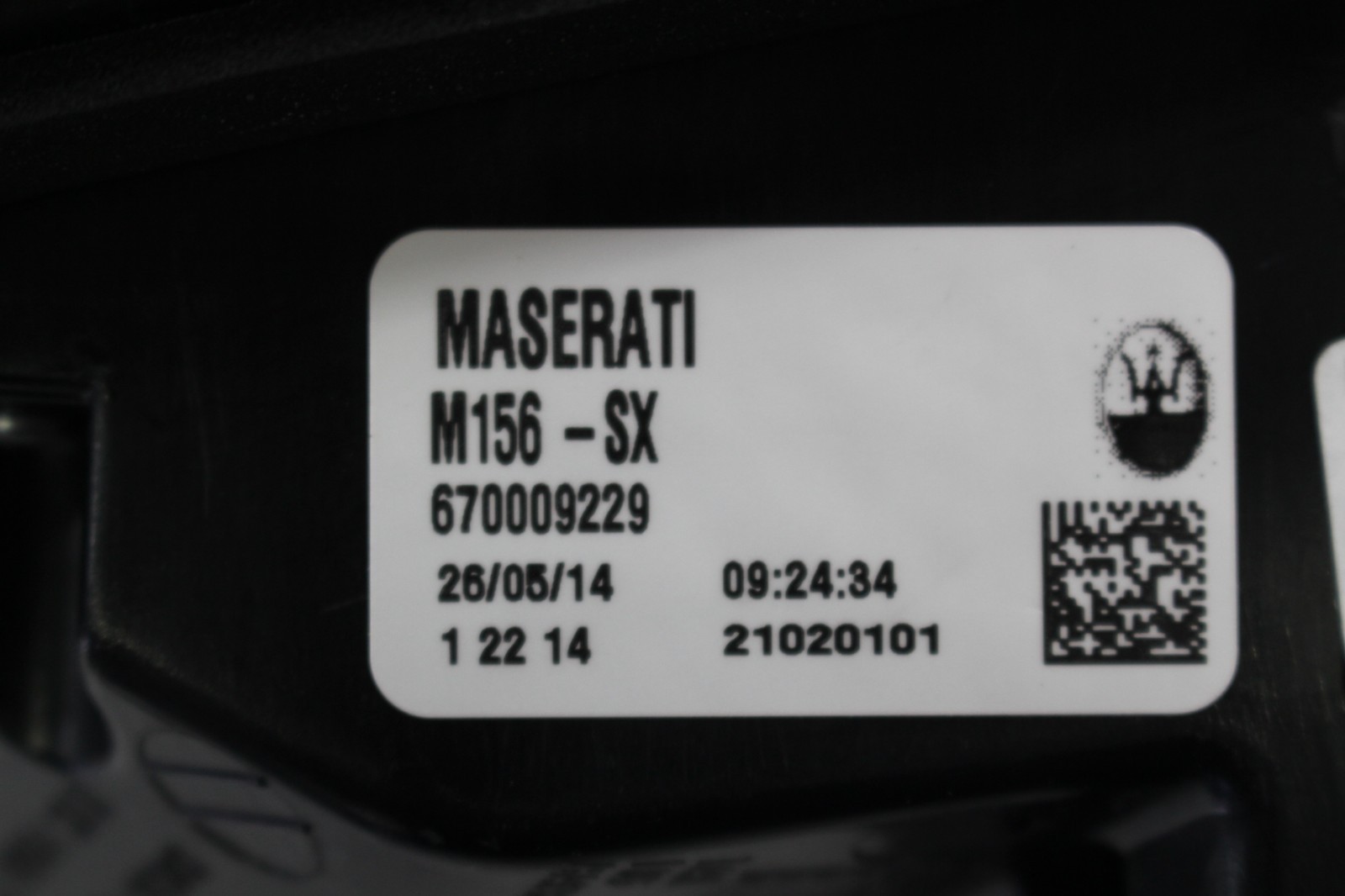 2014 Maserati Quattroporte, LH, Left, Inner Tail Lamp, Used, P/N 670009229