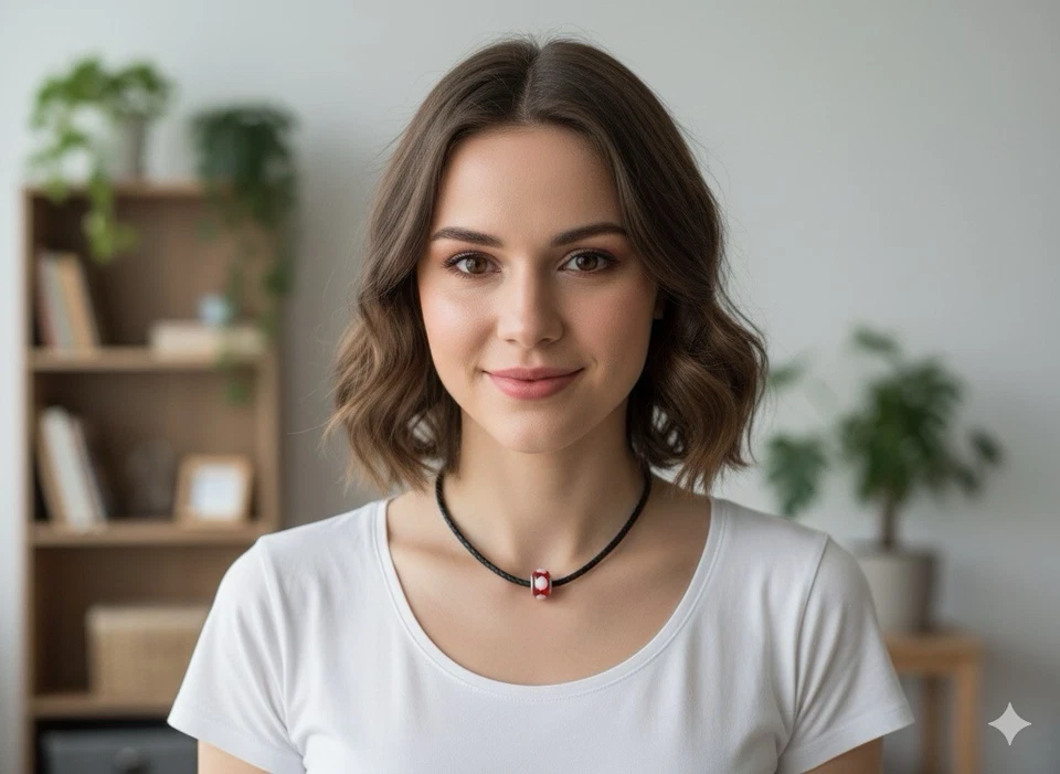 Auténtico Pandora Rojo y Rosa Lunares Cristal de Murano Dije Collar de Cuero Negro Foto 2 de 4