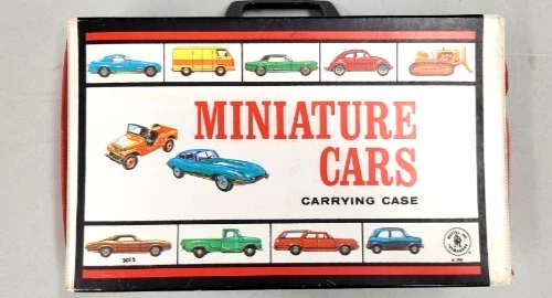 MATTEL MINIATURE CARS CARRYING CASE w/LOT of 21 LESNEY MATCHBOX RW & OTHERS