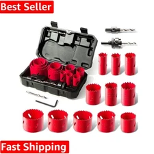 Robust Hole Saw Kit with 17 High Speed Steel Pieces, Ideal for Metal & Plastic
