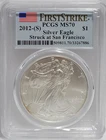 2012-(S) $1 American Silver Eagle PCGS MS70 First Strike Struck At San Francisco