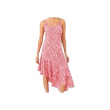 Tommy Bahama XS Pink Harbour Island Asymmetric Ruffle Midi Dress Gingham