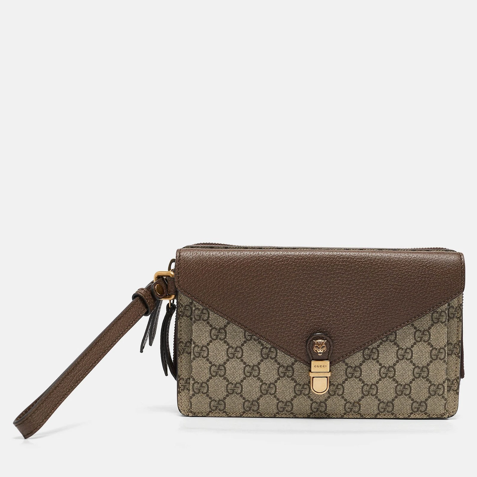Porte documents Gucci marron/beige GG suprême toile néo vintage