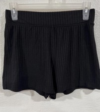 Wonder Nation Shorts Girls Black Ribbed Lounge Casual Soft Stretch Pull On Large