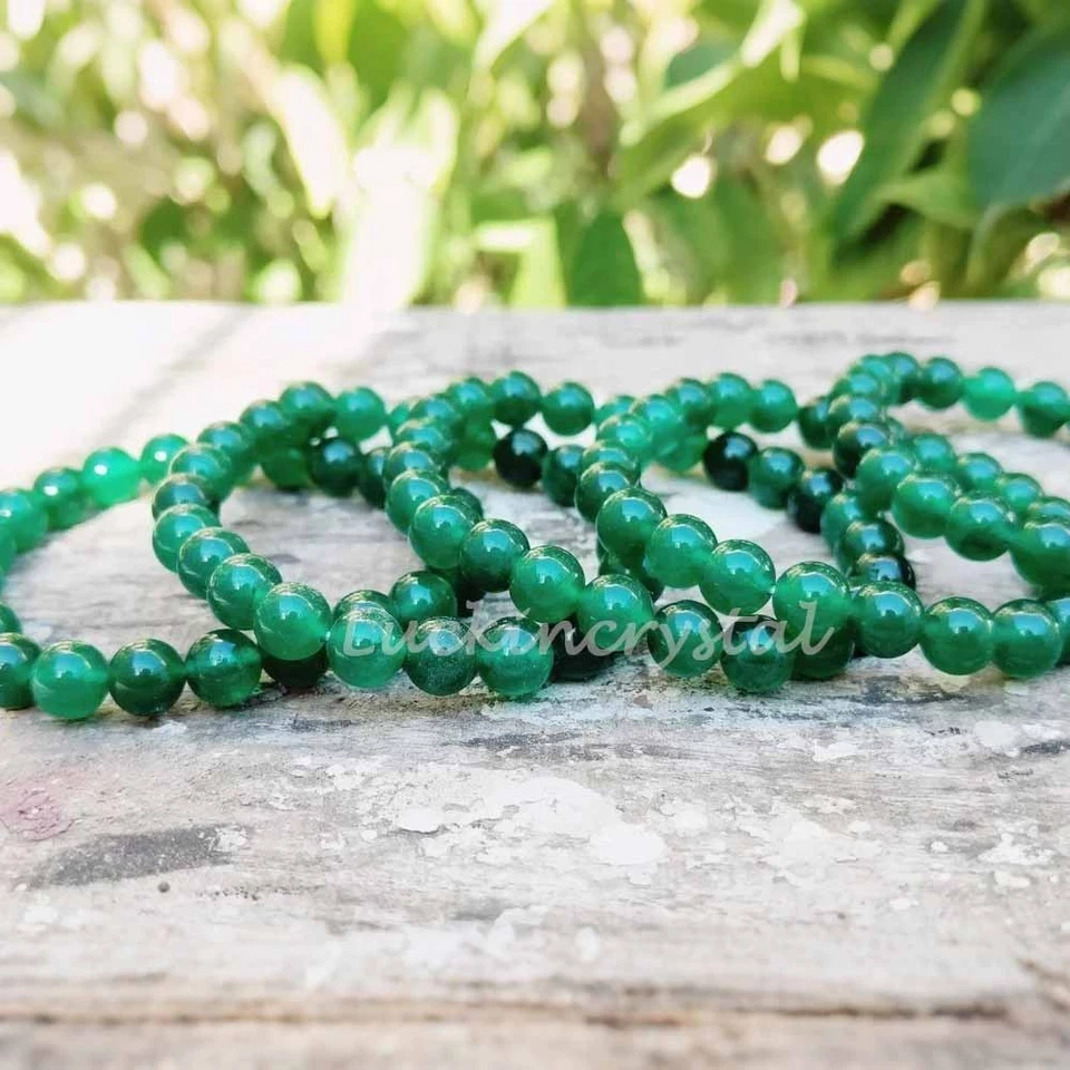 Wholesale 6pcs Green Emerald Handmade Beaded Crystal Healing Stretch Bracelet - Image 2 of 4