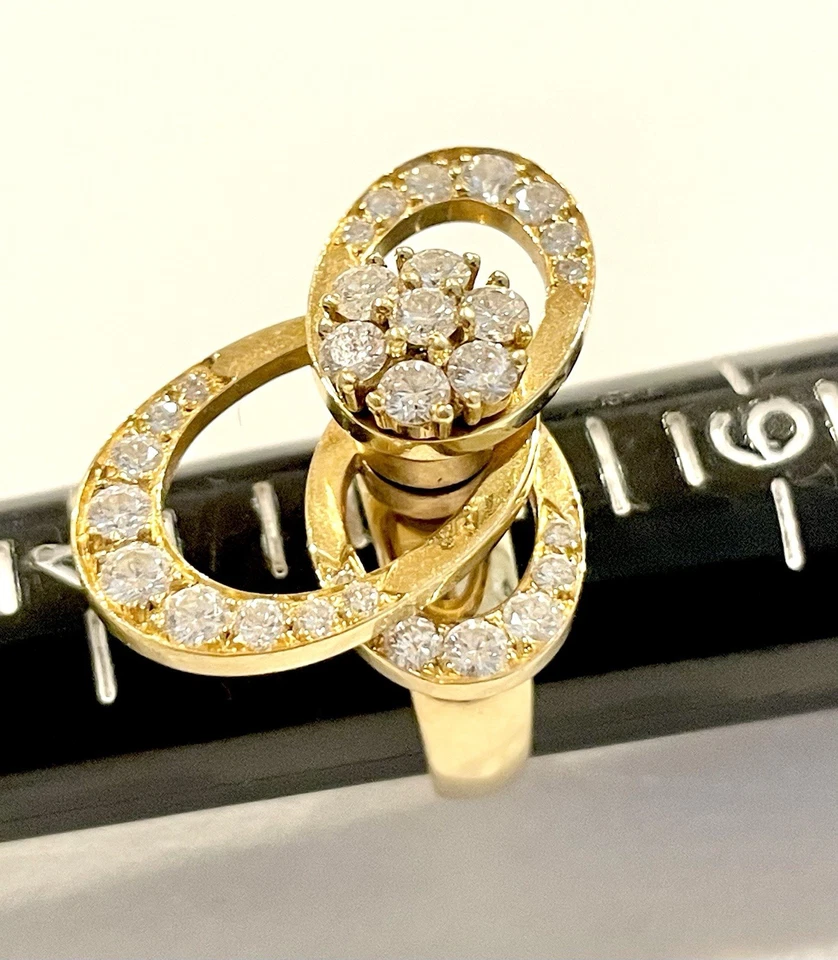 1975 N. Teufel Natural Diamonds 18k Solid Gold Kinetic Spinner Motion Ring sz.5 - Image 2 of 4