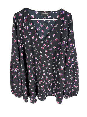 LANE BRYANT Blouse Plus Size 26 Black Floral Fairy Boho Y2K Romantic Whimsy NEW