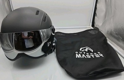 OutdoorMaster Skihelm und 2-in-1-Sonnenvisier-Brillenset schwarz Größe M