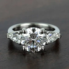 5.00 Ct Certified Round Cut Natural White Diamond Ring VVS1 White Gold Finish