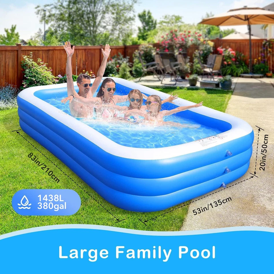 HBN Inflatable Swimming Pool, 83''×53''×20'' Large & Thickened swimming Pool - Image 2 of 4