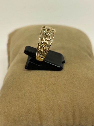 ENCANTADOR ANILLO BANDA DISEÑO FILIGRANA FLORAL ORO AMARILLO 14K TALLA 9.5 - Imagen 5 de 15