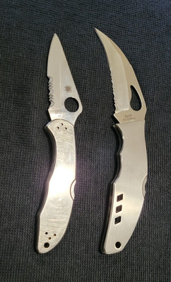 Spyderco Delica 4 VG-10 & Byrd 8Cr13MoV Hawkbill Serrated Lockback Lot of 2