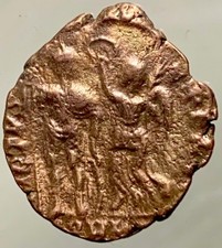 Ancient Roman Coin 393-403AD Victory Crowning Emperor Honorius Virtus Exerciti