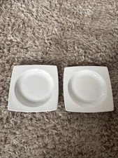 2 x Luminarc Fine Quality White Porcelain 8.5" Square Side / Dessert Plates