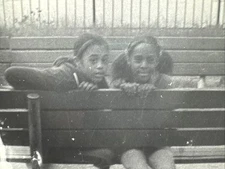 Vintage Photo Young African-American Siblings Park Bench Americana 1960's