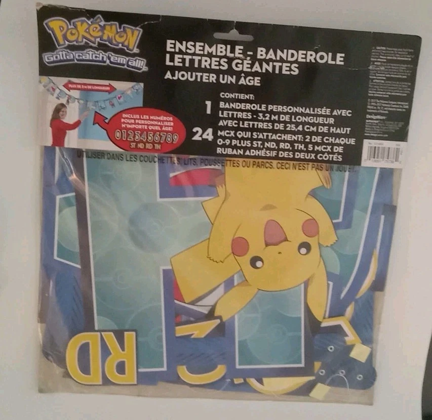 Pokemon Añadir una Edad Feliz Cumpleaños Jumbo Letra Banner Kit Nuevo Fiesta Decoración Foto 2 de 2