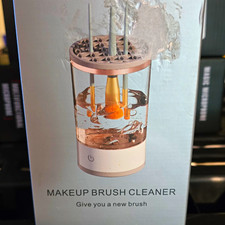 Electric Makeup Brush Cleaning Machine, White/Rose Gold, Round Cylinder