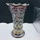 Fenton Carnaval Glass April Showers Vase Amethyst 7”  No Chips Or Cracks