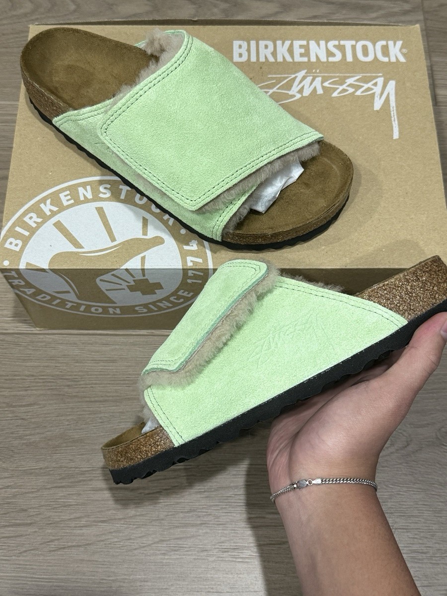 Stussy × BIRKENSTOCK Solana Washed Green Stüssy & Birkenstock Solana Shearling Slide – Washed Green