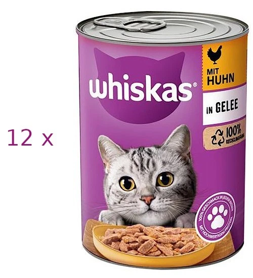 12 x 400 g Whiskas 1+ mit Huhn in Gelee (€ 6,03/kg) Katzennassfutter in der Dose