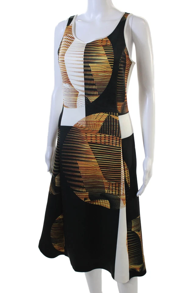 Vestido sin mangas con estampado geométrico blanco negro talla mediana Clover Canyon para mujer Foto 2 de 4