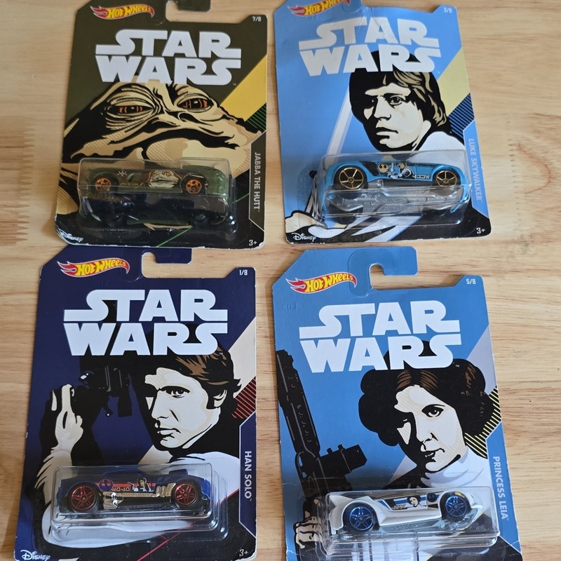 Hot Wheels Star Wars Diecast Vehicle Lot of 4 Han Solo Leia Luke Jabba