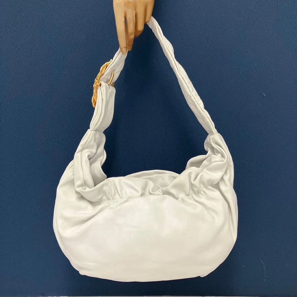 Bolso Hobo de Hombro Gianfranco Sisti Cartera Cuero en Blanco USADO Buen Estado Foto 2 de 4