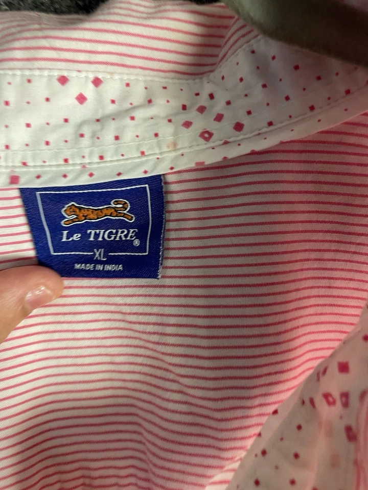 Le Tigre Shirt Men's XL Button Red Classic Striped Long Sleeve Shirt - Image 2 of 4