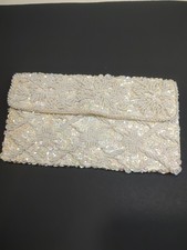 Hand Sounds Sequin And Bead Ivory Evening Clutch MM Kane