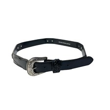 Western Concho Studded Silver Tone Black Leather Belt Men s Size 40