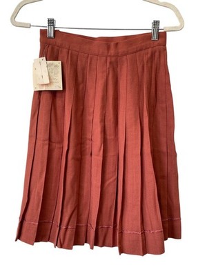 Red Pleated Skirt 90s Vintage Pleated Midi Skirt Size Medium, Red
