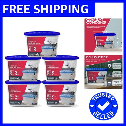 Mess-Free 500ml Moisture Absorbers - 5 Pack Dehumidifier Tubs for Mould Control