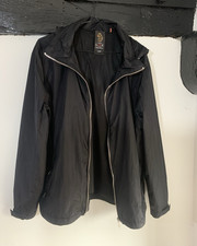 LUKE Technique Men’s Black Hooded Lined Zip Windbreaker Stand-Up Nylon L