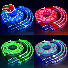 LED 3 in 1 Fast Charging Cable USB Type C Charger Cord for iPhone Samsung