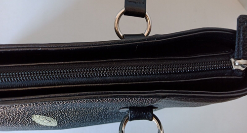 Black Polished Stingray Leather Purse & Trifold Clutch Wallet SET 2pcs - Picture 5 of 22