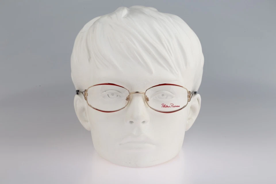 Gafas rectangulares Paloma Picasso de Metzler 8311 291, años 90 oro y rojo nuevas de stock Foto 2 de 4
