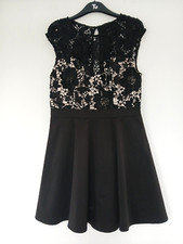 Lipsy Ladies Short Length Evening/Occasion Dress in Black & Lace Design, Size 12