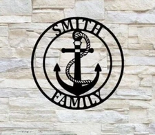 Personalized Anchor Metal Family Name Sign,  Metal sign, Patio Decor, Gift,